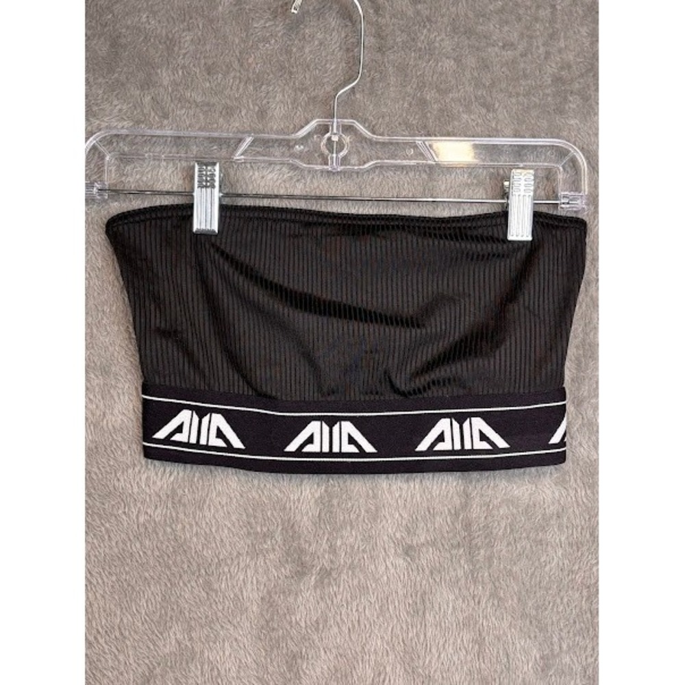 Divided by H M Ribbed Black Strapless Tube Top Crop Top Band Logo Size S